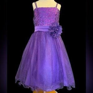 Purple Kids Dress with Floral Accent